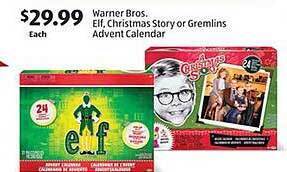 Aldi Warner bros. elf, christmas story or gremlins advent calendar offer