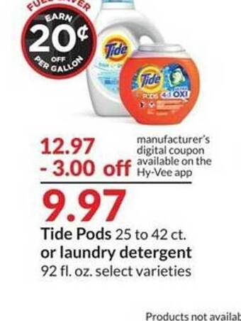 Hy-Vee Tide pods or laundry detergent offer