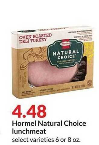 Hy-Vee Hormel natural choice lunchmeat offer