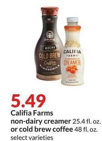 Hy-Vee Califia farms non-dairy creamer or cold brew coffee offer