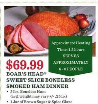 Lowes Foods Boar's head sweet slice boneless smoked ham dinner offer