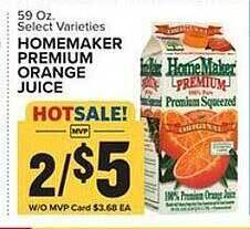 Food Lion Homemaker premium orange juice offer