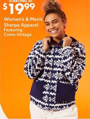 Big Lots Women's & men's sherpa apparel featuring como vintage offer