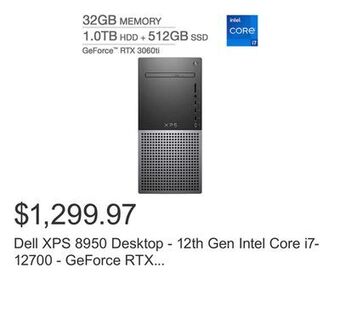 Costco Dell xps 8950 desktop - 12th gen intel core i7-12700 - geforce rtx 3060 ti - windows 11 offer