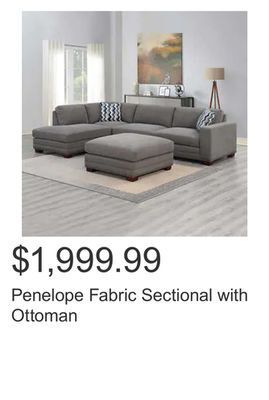 Costco Penelope fabric sectional with ottoman offer