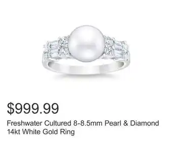 Costco Freshwater cultured 8-8.5mm pearl & diamond 14kt white gold ring offer