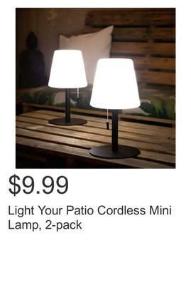 Costco Light your patio cordless mini lamp, 2-pack offer