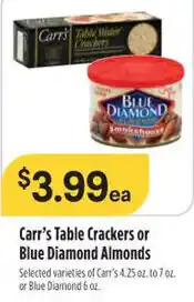 Raley's r's Table Crackers or Blue Diamond Almonds offer