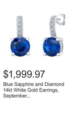 Costco Blue sapphire and diamond 14kt white gold earrings, september birthstone offer