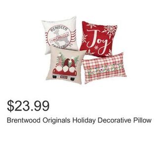 Costco Brentwood originals holiday decorative pillow offer