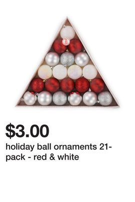 Five Below Holiday ball ornaments 21-pack - red & white offer