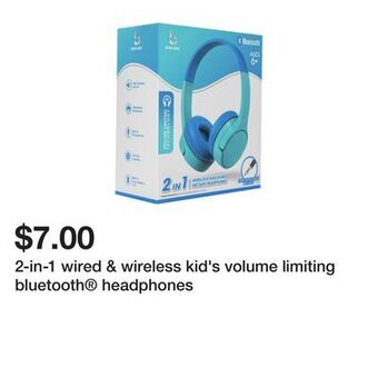 Five Below 2-in-1 wired & wireless kid's volume limiting bluetooth® headphones offer