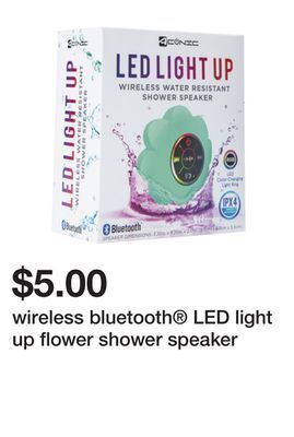 Five Below Wireless bluetooth® led light up flower shower speaker offer