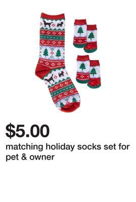Five Below Matching holiday socks set for pet & owner offer