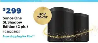 Sam's Club Sonos one sl shadow edition offer