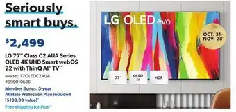 Sam's Club Lg 77" class c2 aua series oled 4k uhd smart webos 22 with thinq ai® tv** offer