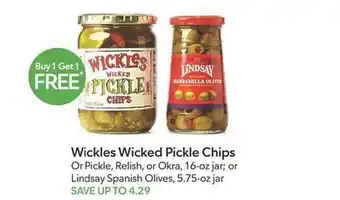 Publix Wickles wicked pickle chips or lindsay spanish olives offer