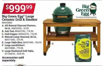 Ace Hardware Big green egg large ceramic griill & smoker offer