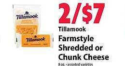 Festival Foods Tillamook farmstyle shredded or chunk cheese offer