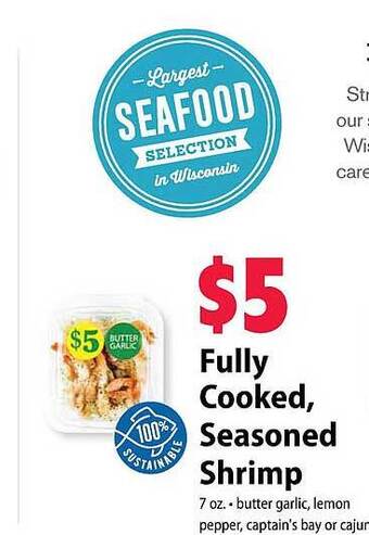 Festival Foods Fully cooked, seasoned shrimp offer