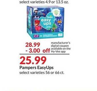 Hy-Vee Pampers easyups offer