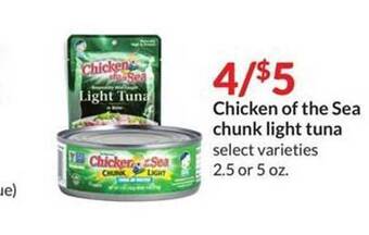 Hy-Vee Chicken of the sea chunk light tuna offer
