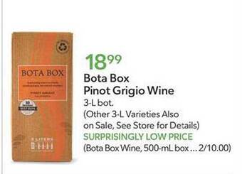 Publix Bota box pinot grigio wine offer