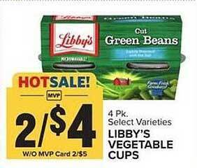 Food Lion Libby's vegetable cups offer