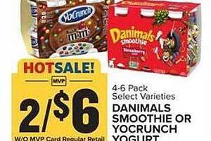 Food Lion Danimals smoothie or yocrunch yogurt offer