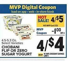 Food Lion Chobani flip or zero sugar yogurt offer