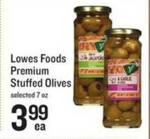 Lowes foods premium stuffed olives