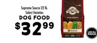 Maceys Supreme source dog food offer