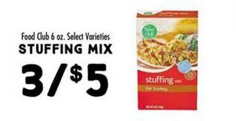 Maceys Food club stuffing mix offer