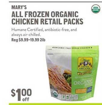 New Seasons Market Mary's all frozen organic chicken retail packs offer