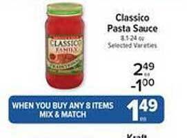 Price Chopper Classico pasta sauce offer