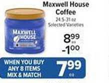 Price Chopper Maxwell house coffee offer