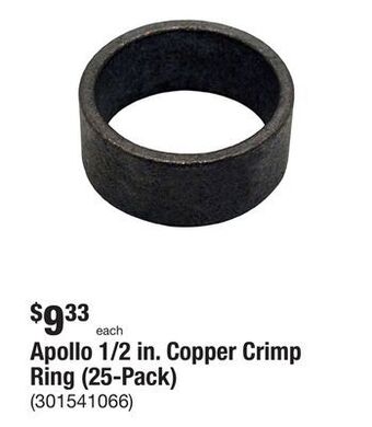 The Home Depot Apollo 1/2 in. copper crimp ring (25-pack) offer