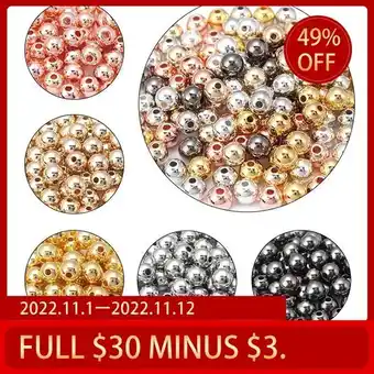 AliExpress 3 4 6 7 8 10 12mm 50-500pcs gold color ccb ball beads round loose bead for making diy bracelet necklace wedding jewelry offer