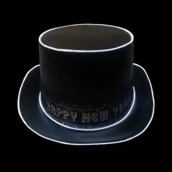 Light-up black happy new year top hat