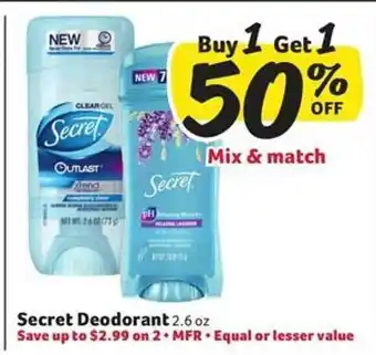 Harveys Supermarkets Secret deodorant offer