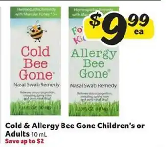 Harveys Supermarkets Cold & allergy bee gone children's or adults offer