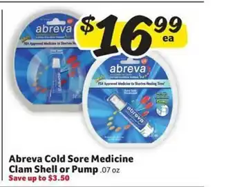 Harveys Supermarkets Abreva cold sore medicine clam shell or pump offer