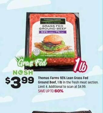 Grocery Outlet Thomas farms 93% lean grass fed ground beef, 1 lb offer