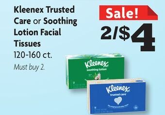 Family Dollar Kleenex trusted care or soothing lotion facial tissues offer