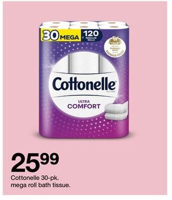 Target Cottonelle 30-pk. mega roll bath tissue offer