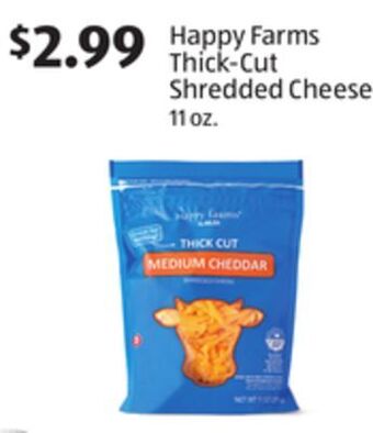 Aldi Happy farms thick-cut shredded cheese offer