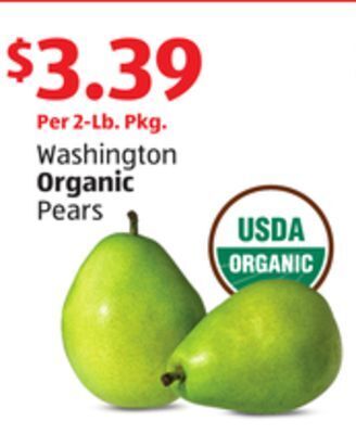 Aldi Washington organic pears offer