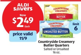 Aldi Countryside creamery butter quarters offer