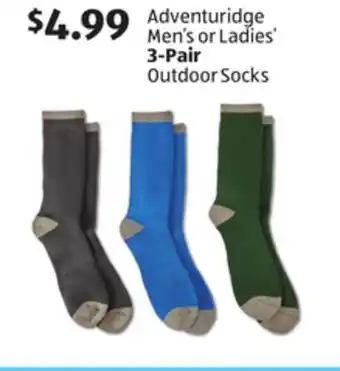 Aldi Adventuridge men's or ladies' 3-pair outdoor socks offer