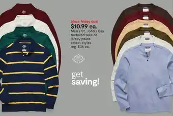 JC Penney Men's st. john's bay textured tees or jersey polos offer